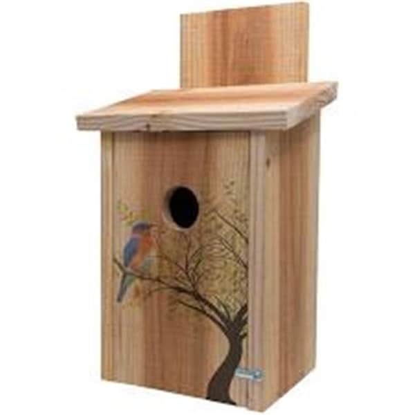 Fly Free Zone Decorative Bird in Tree Design on Cedar Blue Bird House FL685837 - main